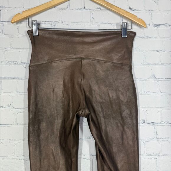 Spanx Ready to Wow Faux Leather Legging Women Large Brown High Waist Shaping - Picture 14 of 15